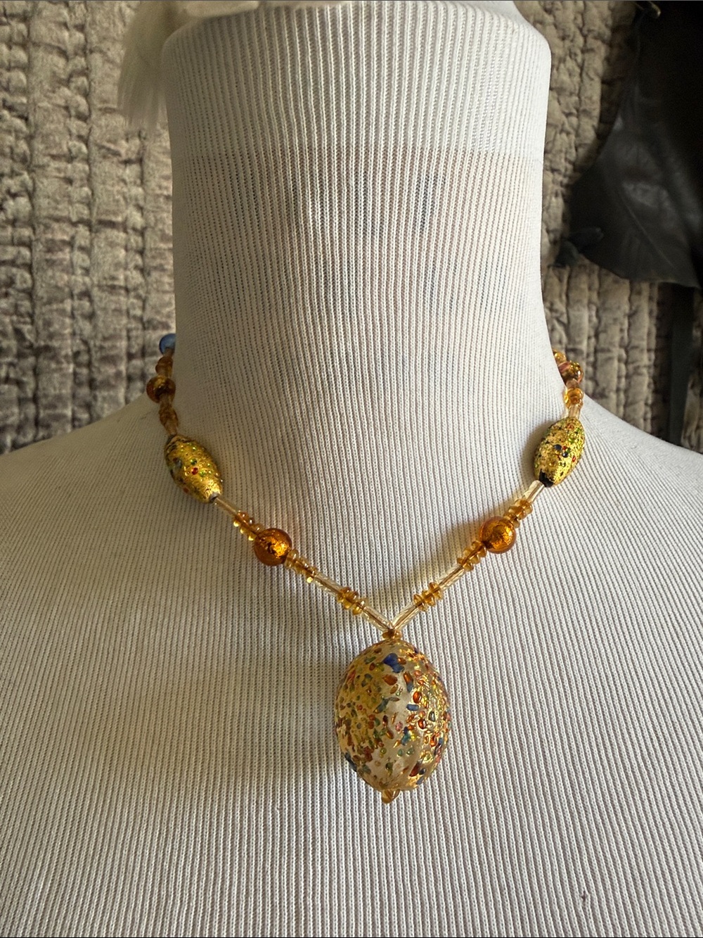 Elegant Italian Morano Glass Necklace.Hand made.